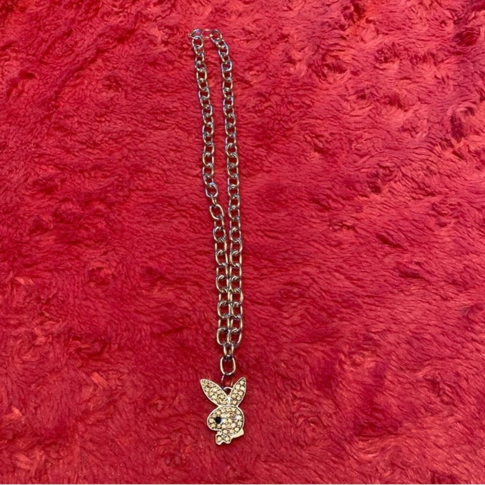 Rhinestone Playboy Bunny Necklace
